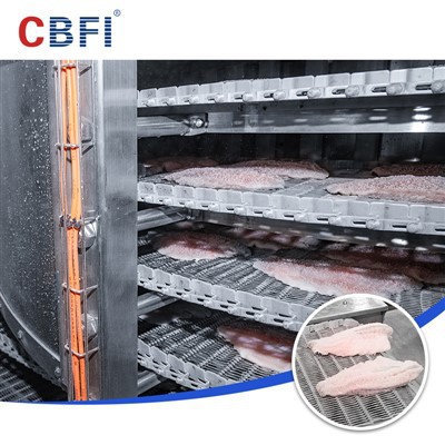 500kg/h IQF Double Spiral Flatzer για ψάρια